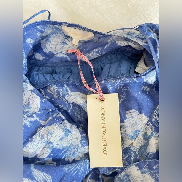 *Worn once* LoveShackFancy Marinette Dress in Salty Sea Blue & White, Size 8 - Picture 5 of 8